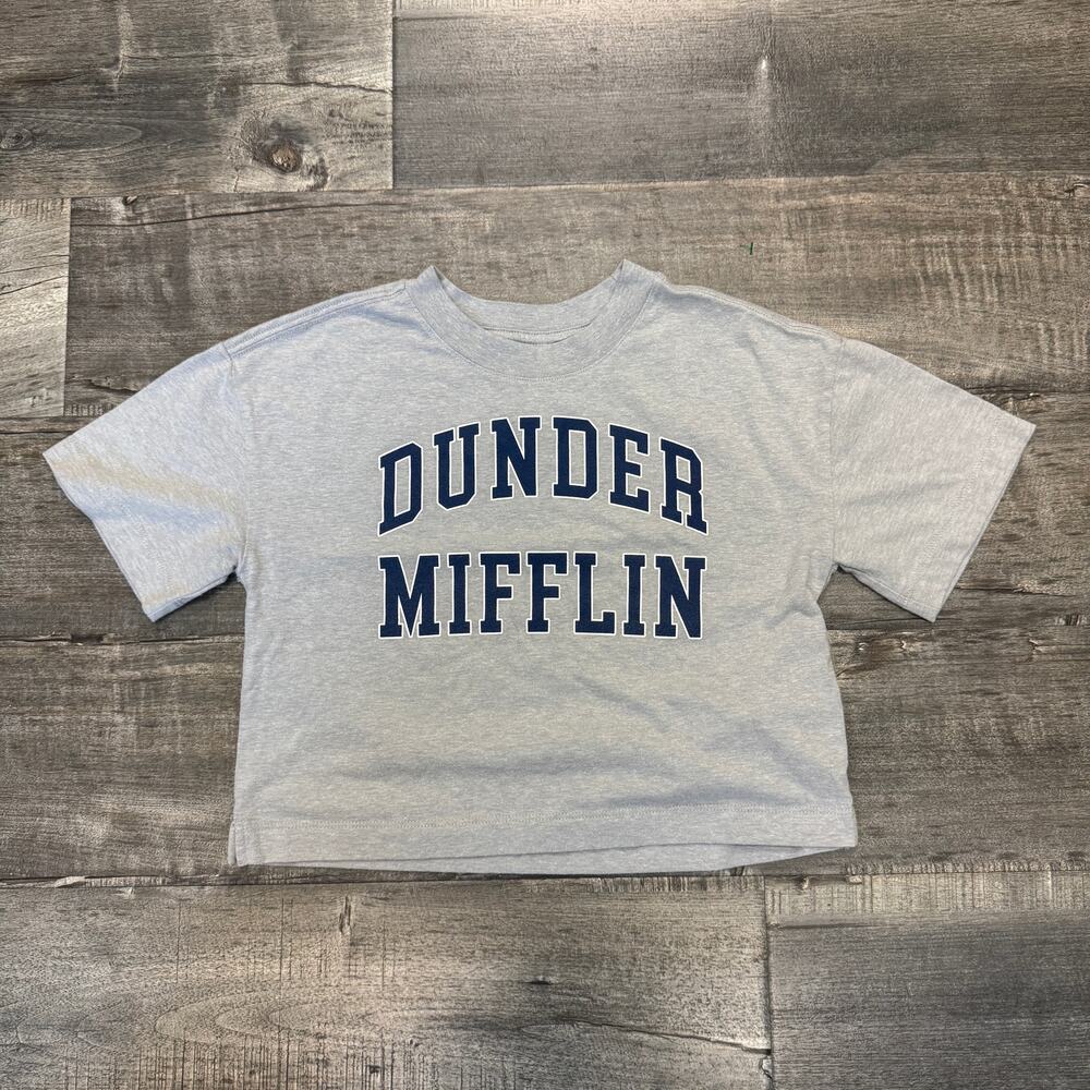 GAP The Office Dunder Mifflin Boxy Cropped Tee Gray Sz Youth L